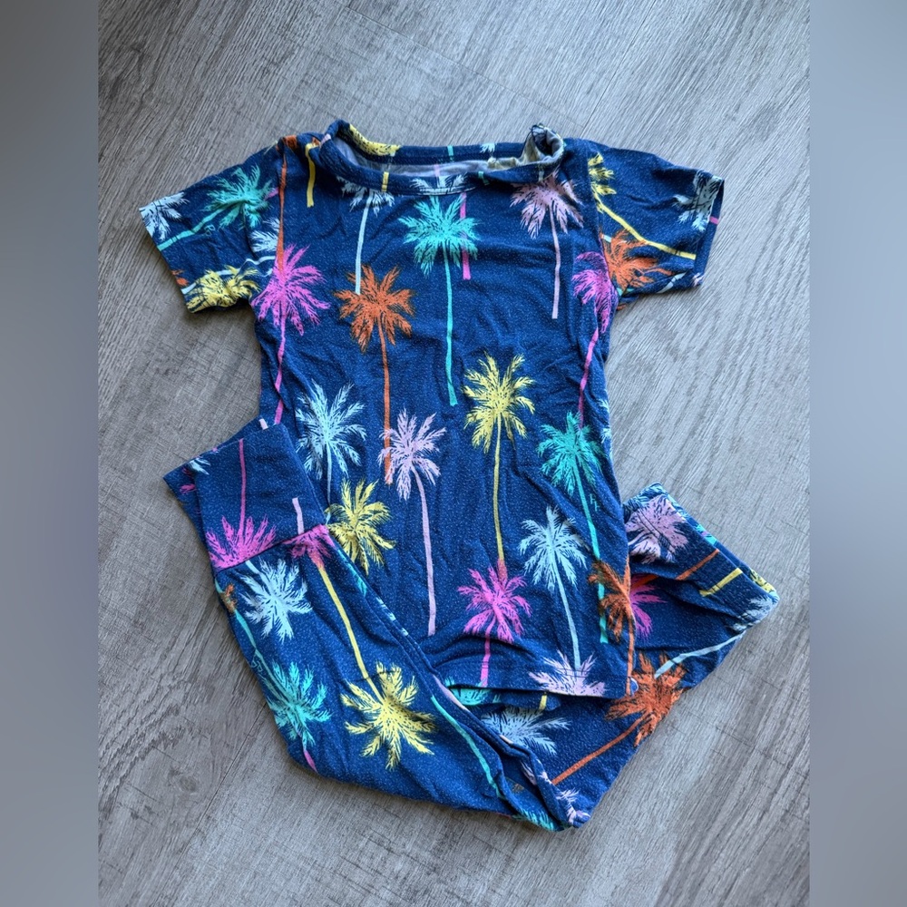 Posh Peanut Colorful Palm Tree Print Kids PJ Set